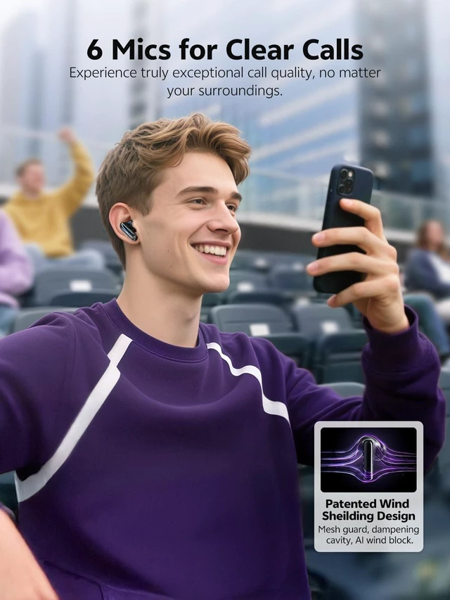 Alt view image 5 of 5 - QCY MeloBuds N70 Aadptive Hybrid Active Noise Cancelling Wireless Earbuds