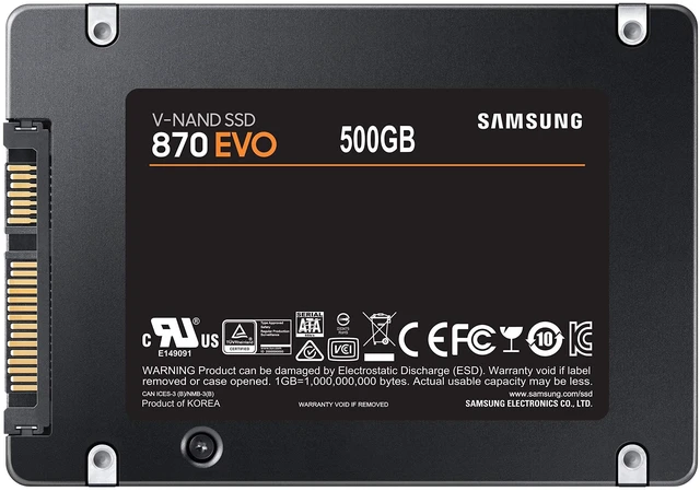 Alt view image 5 of 5 - SAMSUNG 870 EVO SATA SSD 500GB 2.5 Internal Solid State Drive, Upgrade PC or Laptop Memory and Storage for IT Pros, Creators, Everyday Users, MZ-77E500B/AM, Black