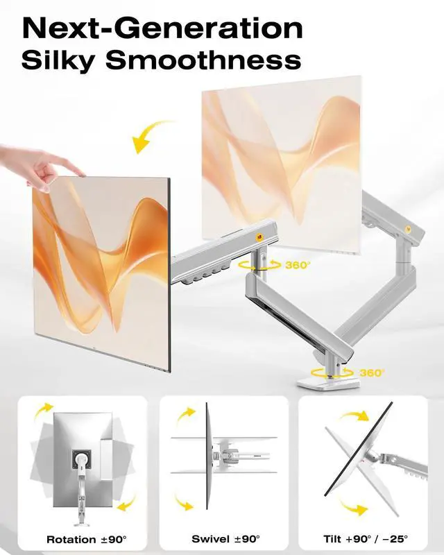 Alt view image 3 of 5 - NB SmooVex Single Computer Monitor Mount, Monitor Stand fits up to 32 Inch, Mechanical Spring Monitor Arm, VESA 75/100 mm, Model-A5 (Silver)