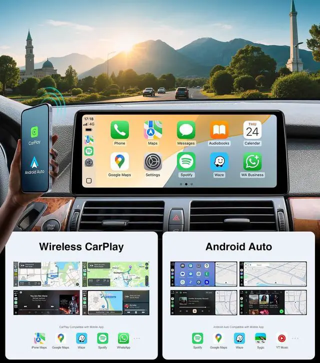 Alt view image 4 of 5 - AINAVITO 12.3" Android 13 Screen for BMW X5 E70 X6 E71 2011-2013 (CIC System ONLY) - 4G+64G Wireless CarPlay Radio Upgrade, 2400x900 Anti-Glare Display, Retains iDrive