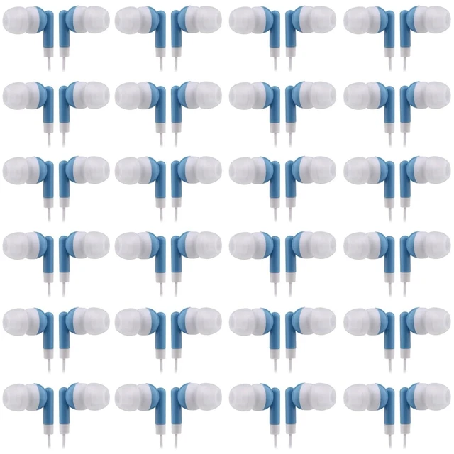 Main image of CN-Outlet Wholesale Bulk Earbuds Headphones Individually Bagged 100 Pack for iPhone, Android, MP3 Player -Blue