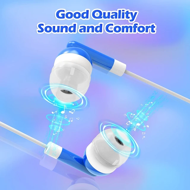 Alt view image 3 of 5 - CN-Outlet Wholesale Bulk Earbuds Headphones Individually Bagged 100 Pack for iPhone, Android, MP3 Player -Blue