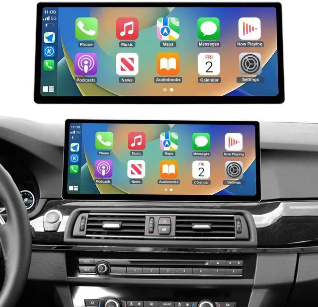 Main image of Road Top CarPlay Screen, 12.3 inch Ultra-Narrow Car Radio Touchscreen for BMW 5 Series F10/F11 with NBT System(2012-2016 Year), Car Stereo for Apple CarPlay/Android Auto/MirrorLink