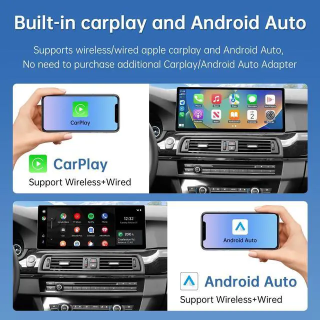 Alt view image 2 of 5 - Road Top CarPlay Screen, 12.3 inch Ultra-Narrow Car Radio Touchscreen for BMW 5 Series F10/F11 with NBT System(2012-2016 Year), Car Stereo for Apple CarPlay/Android Auto/MirrorLink
