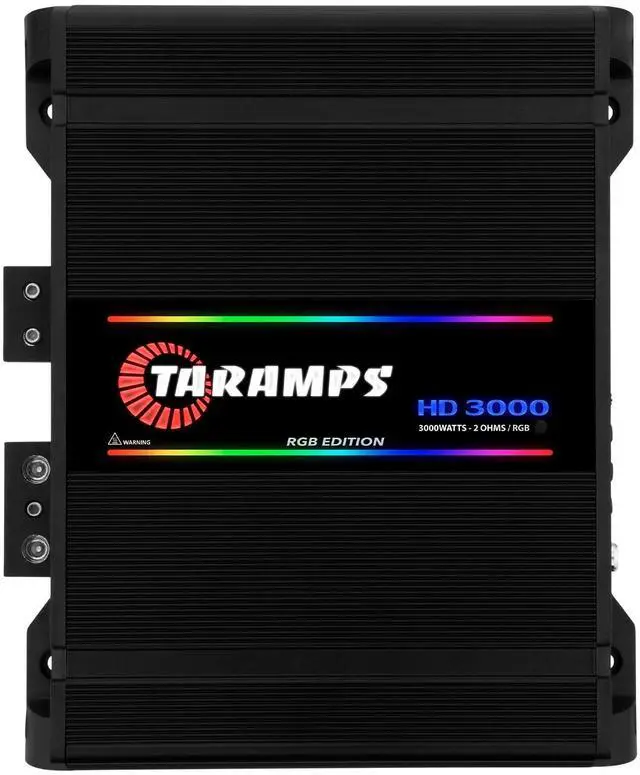 Main image of Taramps HD 3000 4 Ohms Black RGB 1 Channel Amplifier 3000 Watts RMS Digital, 108 RGB Effects, Crossover, Low/High Pass, Bass Boost, Car Audio System, Monoblock Full Range, LED Monitor Indicator, HD 3k