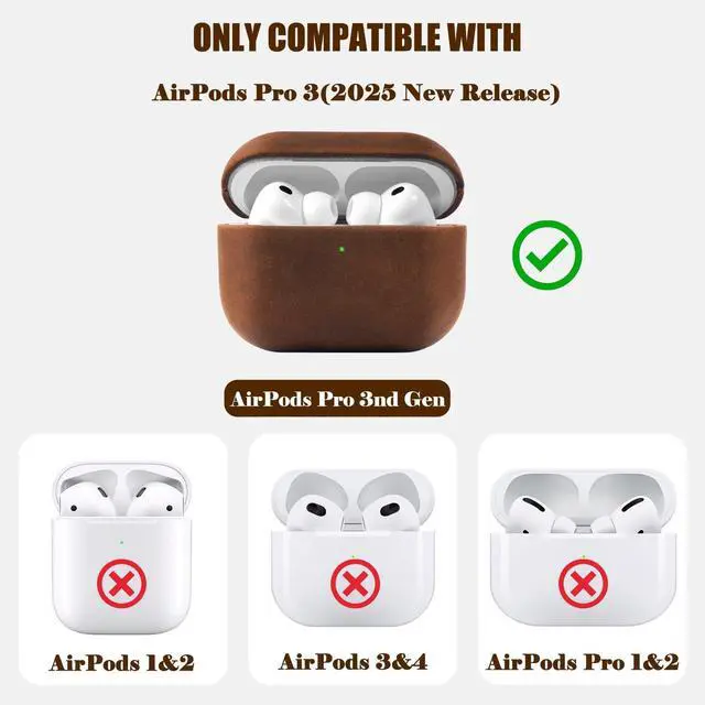 Alt view image 5 of 5 - AeroZylo for AirPods Pro 3 (2025) 100% Genuine Leather Case,Crazy Horse Leather Vintage Case,Handmade Top,Hard Shell & Rich Patina,Wireless Charging,for AirPods Pro 3rd Gen