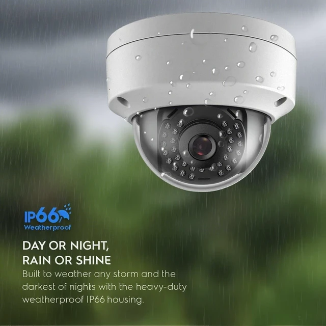 Alt view image 5 of 5 - Real HD 8MP 4K PoE IP Security Dome Camera Outdoor 98Ft IR Night Vision, 2.8mm Wide Angle 105 FOV, H.265, Waterproof IP66, Metal Housing IP Camera, NDAA Compliant