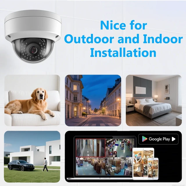 Alt view image 4 of 5 - Real HD 8MP 4K PoE IP Security Dome Camera Outdoor 98Ft IR Night Vision, 2.8mm Wide Angle 105 FOV, H.265, Waterproof IP66, Metal Housing IP Camera, NDAA Compliant