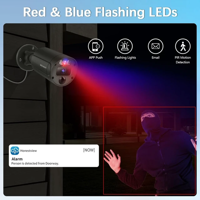 Alt view image 2 of 5 - Flashing LEDs Visual Alert4K 8.0Megapixel Extend Wired Security Camera