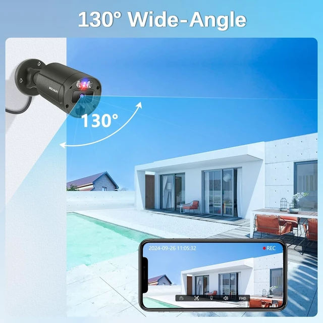 Alt view image 4 of 5 - Flashing LEDs Visual Alert4K 8.0Megapixel Extend Wired Security Camera