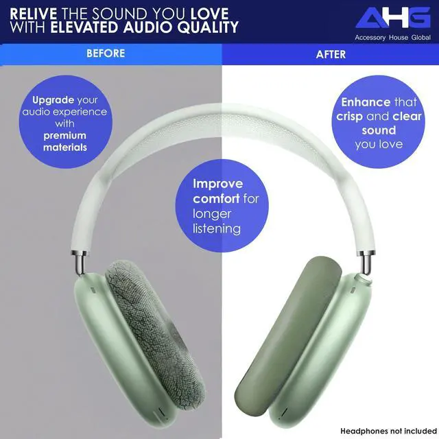 Alt view image 3 of 5 - AHG Accessory House Global Upgraded Sheepskin Leather Replacement air pods max Ear Cushions Pads Compatible with Apple AirPods Max Headphones (Green). Easy DIY Fit ^^ High-Density Foam ^^ Strong Magne