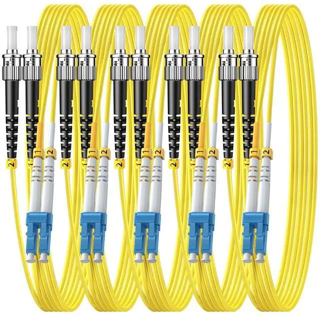 Main image of FiberPrime- OS2 LC to ST Single Mode Fiber Patch Cable, Duplex Singlemode 1G/10G, SMF, SM Fiber Optic Cable, 9/125um, LSZH, 10m/33ft, 5Pack