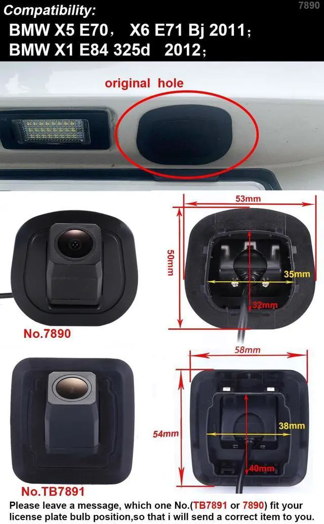 Alt view image 2 of 5 - 1280 * 720 Pixels 1000TV Lines car Rear View Backup Camera Replacement for BMW X5 E70 X6 E71 Bj 2011 X1 E84 325d 2012 Parking Reverse Vehicle Camera Waterproof Night Vision