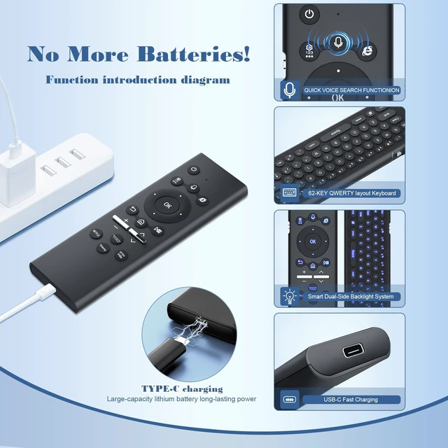 Alt view image 4 of 5 - Backlit Keyboard Remote Replacement for Samsung Voice-Enabled TVs 2019-2024