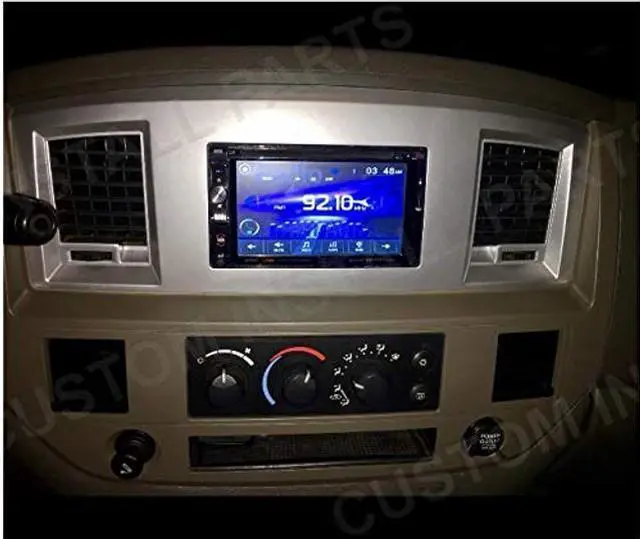 Alt view image 5 of 5 - Custom Install Parts Khaki w/Silver Double Din Stereo Dash Kit Install Bezel +Wiring Harness+Antenna Adapter Compatible with Dodge Ram 2006-2009(Khaki/Silver Standard Non Canbus Wire Harness)