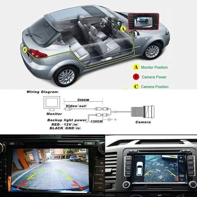 Alt view image 3 of 5 - HD Auto Vehicle Car Van 20MM Lens IP68 170 Wide Angle License Plate Light Rear View Reversing Backup Camera Parking Aids System Compatible with Honda Fit Sedan/CRV/Odyssey/Crosstour