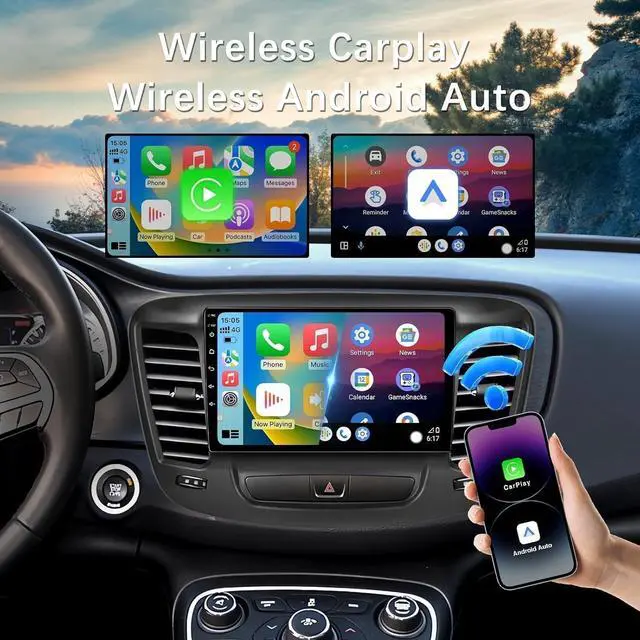 Alt view image 3 of 5 - FBINSE Car Radio Stereo Compatible with Chrysler 200 200C 200S 2015 2016 2017 2018 2019, 9" Android 13 Touch Screen with Wireless CarPlay Android Auto, GPS, BT, FM, WiFi, 1080P Backup Camera, 2