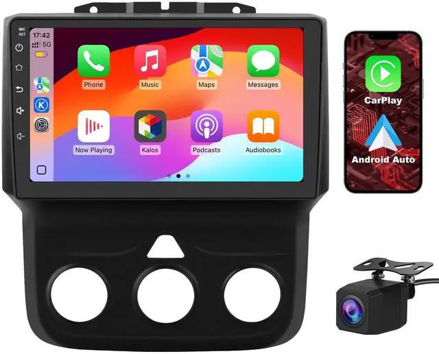 Main image of Android 13 Car Radio Stereo for Dodge RAM 1500 2500 3500 2013-2018 with Wireless CarPlay Android Auto, 9'' Touch Screen Radio Replacement 2G Ram 32G ROM(Only fit Manual AC)