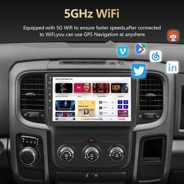 Alt view image 5 of 5 - Android 13 Car Radio Stereo for Dodge RAM 1500 2500 3500 2013-2018 with Wireless CarPlay Android Auto, 9'' Touch Screen Radio Replacement 2G Ram 32G ROM(Only fit Manual AC)