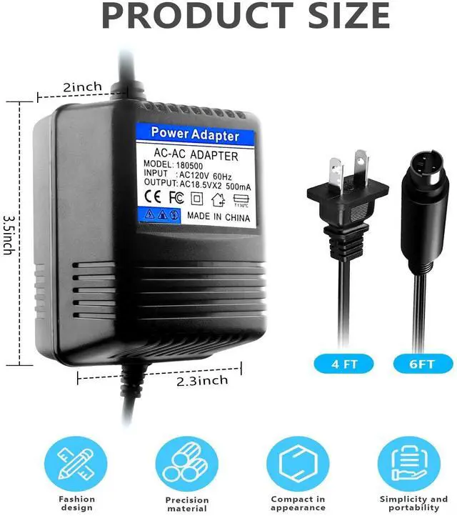 Alt view image 2 of 5 - 18.5VMini 3 Pin Powe Adapter for Behringer XENYX(502,802,1002) Eurorack Mixers (FX-18B-MP3) UB502 UB802 UB1002 Q502USB Q802USB Q1002USB Replacement Power Supply