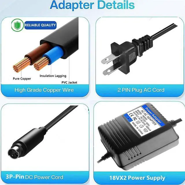 Alt view image 5 of 5 - 18.5VMini 3 Pin Powe Adapter for Behringer XENYX(502,802,1002) Eurorack Mixers (FX-18B-MP3) UB502 UB802 UB1002 Q502USB Q802USB Q1002USB Replacement Power Supply