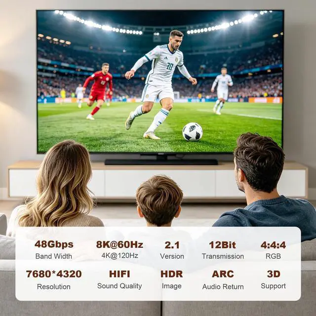 Alt view image 2 of 5 - Fibopitcal Fiber HDMI 2.1 Cable, 48Gbps Full Speed Long Gaming HDMI Cord, Ofiice Commercial USE Long HDMI Cable (Directional-Fiber, 15ft)
