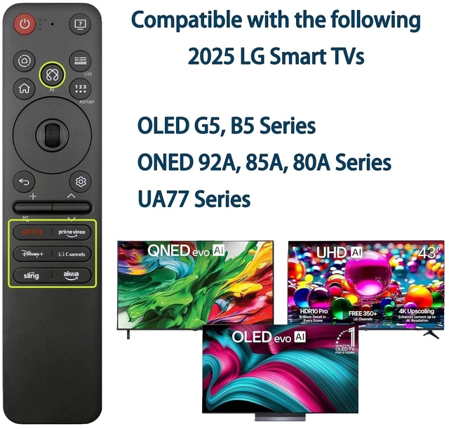 Alt view image 3 of 5 - 2 Pack MR25GA AKB76046602 AI Magic Remote Compatible with LG 2019-2025 TVs