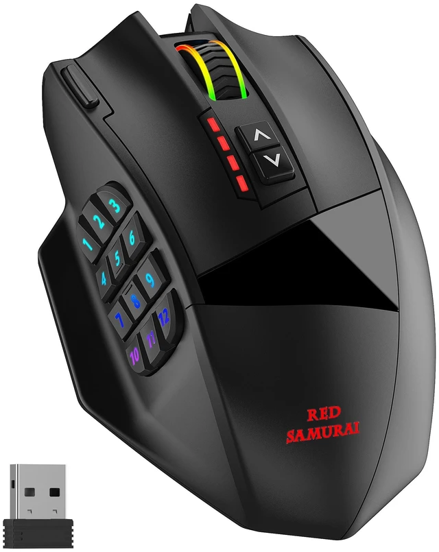 Main image of Wireless RGB MMO Gaming Mouse, 16000 DPI, Programmable Macro Keys