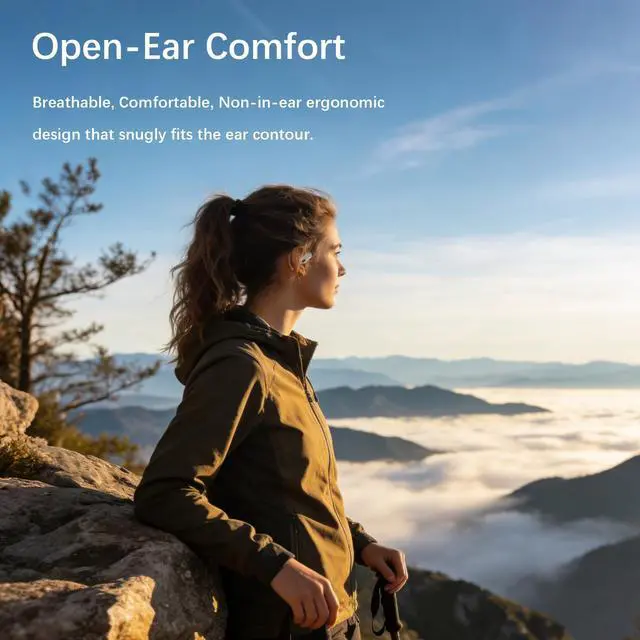 Alt view image 3 of 5 - Open-Ear Headphones Over Ear Earbuds with Ear Hooks Wireless Directional Sound Bluetooth 6.0 35H Endurance, Dual-Layer Silicone Comfort ENC Clear Calls, IPX5 Sweat Resistant Workout Earphones W