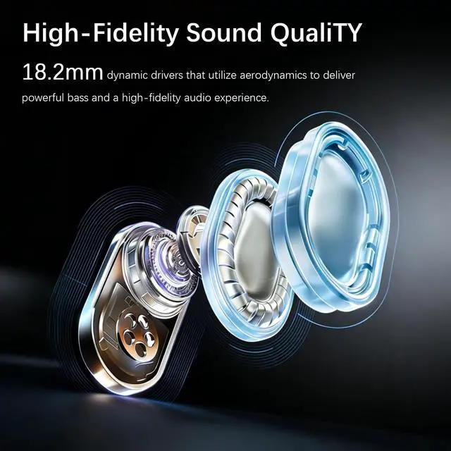 Alt view image 2 of 5 - Open-Ear Headphones Over Ear Earbuds with Ear Hooks Wireless Directional Sound Bluetooth 6.0 35H Endurance, Dual-Layer Silicone Comfort ENC Clear Calls, IPX5 Sweat Resistant Workout Earphones W