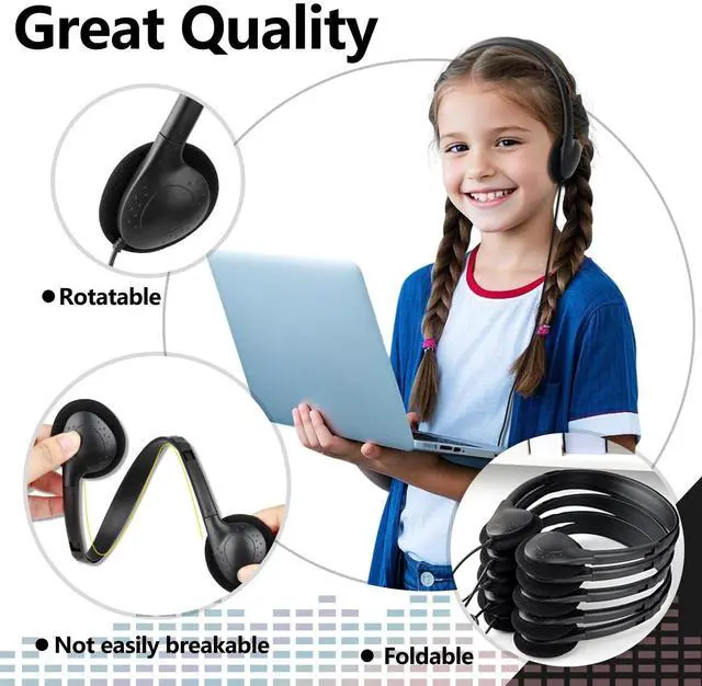 Alt view image 3 of 5 - GDBOMA USB C Headphones Bulk 30 Pack for Classroom School Kids,USB Type C Headphones Wired Class Set for School Student Chidren Compatible with Pad Smartphones Black