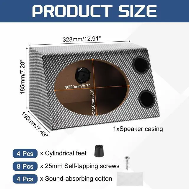 Alt view image 2 of 5 - MECCANIXITY 6 x 9 Inch Ported Wooden Speaker Enclosure, Black White Single Vented Subwoofer Box Car Audio Truck Speaker Box for DIY Homes Vehicle Audios Custom Sound Supplies