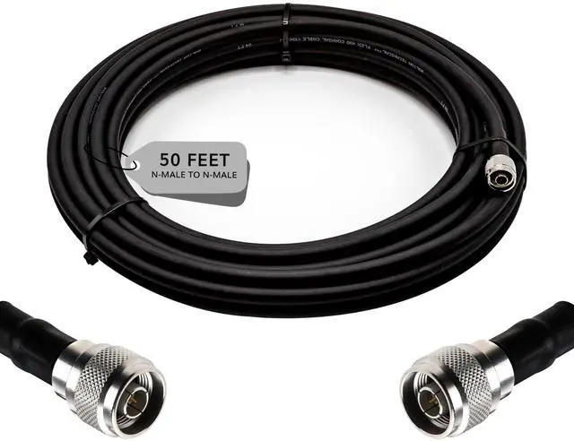 Main image of Bolton Technical Bolton400 Low Loss Cable Ultra Flex - N-Male to N-Male Black Jacket (Equivalent to LMR400 Ultra Flex) (50 Ft)