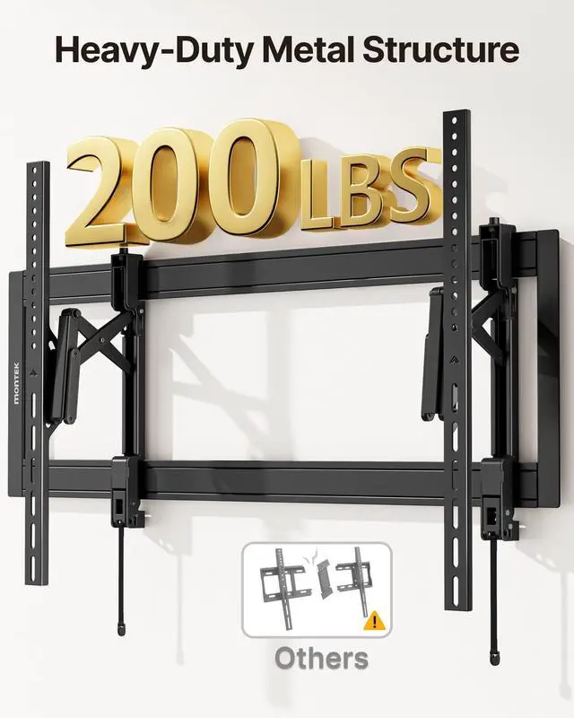 Alt view image 3 of 5 - monTEK Heavy Duty Tilting TV Wall Mount for 55105" Large TVs up to 200 lbs Low Profile, Universal Fit, Tilt & Swivel Adjustment, 6.8" Extension, Max VESA 1000x600mm, Fits 16"/18"/24"/32" Studs