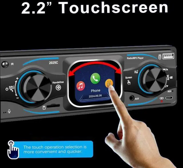 Alt view image 2 of 5 - Bluetooth Touchscreen Plug & Play Radio for Kioti 12 pin Tractor USB Handsfree Radio AUX Easy Install with Remote Control