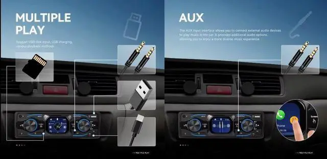 Alt view image 5 of 5 - Bluetooth Touchscreen Plug & Play Radio for Kioti 12 pin Tractor USB Handsfree Radio AUX Easy Install with Remote Control