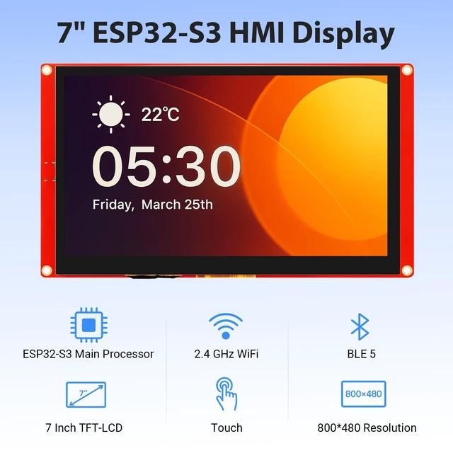 Alt view image 2 of 5 - IoTeikXgo ESP32 Display, 7 Inch HMI ESP32-S3 Touch Screen with Acrylic Case