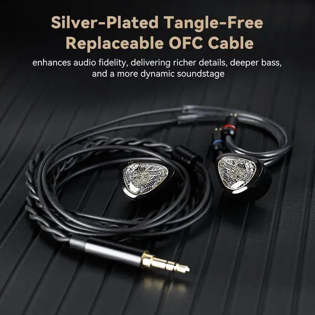 Alt view image 5 of 5 - Kinboofi WAN'ER S.G II in Ear Monitor, HiFi Quality Wired Earbuds,10mm Dynamic Driver PET Diaphragm Gaming Earphones,Noise Isolation IEM Headphone with Detachaable 2pin Cable (3.5mm Mic, Clear White)