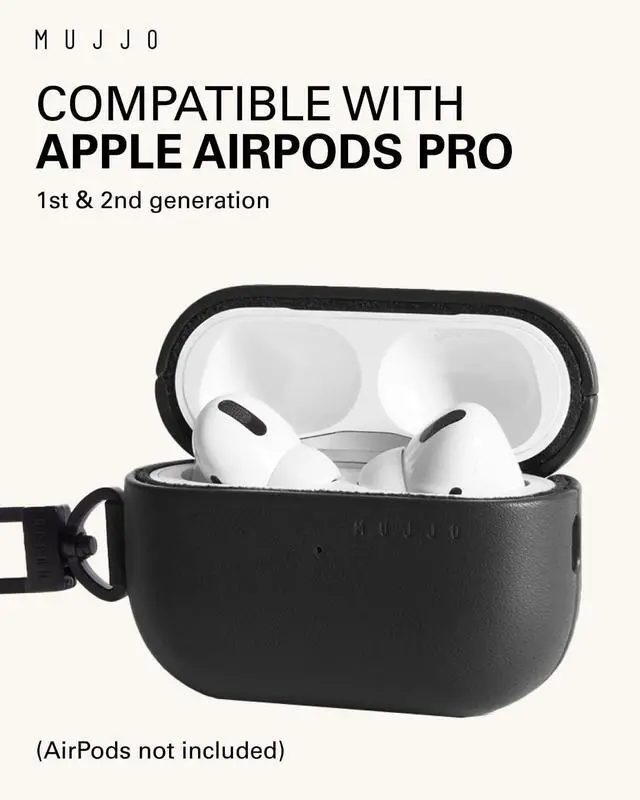 Alt view image 4 of 5 - Mujjo Echelon Leather Case for AirPods Pro (3rd Gen) - Wireless Charging Compatible - Durable & Luxurious Design - Secure Fit - Premium Leather - Black