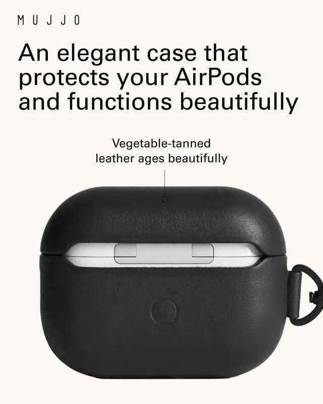 Alt view image 5 of 5 - Mujjo Echelon Leather Case for AirPods Pro (3rd Gen) - Wireless Charging Compatible - Durable & Luxurious Design - Secure Fit - Premium Leather - Black