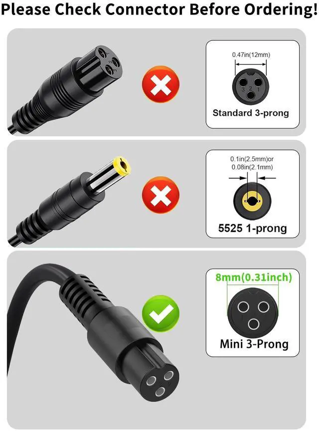 Alt view image 3 of 5 - VHBW 42V 2A Charger Compatible with Gyroor G13 G2 G5