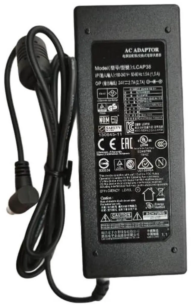 Main image of XTQ ac adaper 24v 2.7A 65W LCAP38 tip zise 6.5mm * 4.4mm Compatible with Lg 32LN520B 32LN520B-UM 32LN520B-UA 32LN520BUM 32LN520BUA LN52 32LN520B-ZA.BEUYLJG 50LN5200 + Power Cable