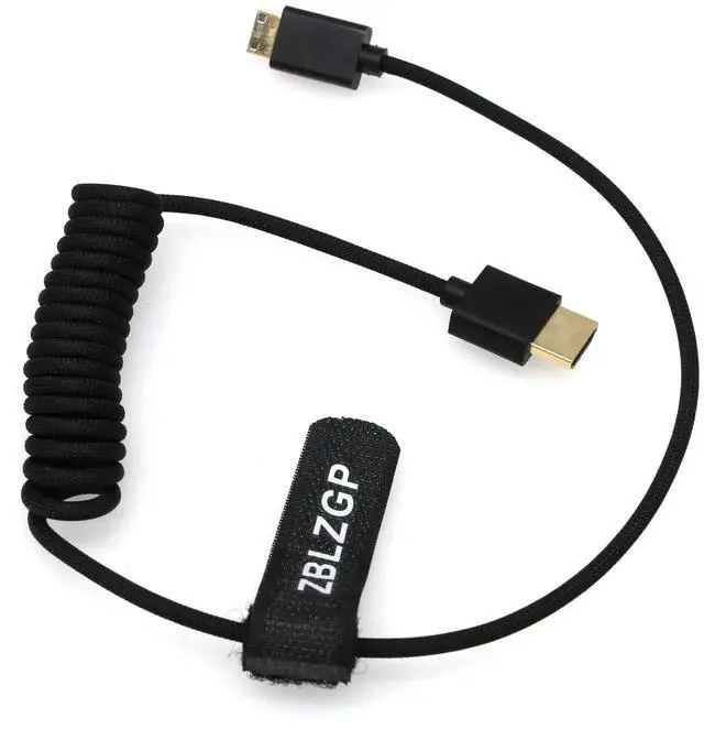 Alt view image 2 of 5 - ZBLZGP 8K Ultra HD Mini HDMI to HDMI 2.1 Cable, High Speed Braided Spiral Extension Cord, Male to Male Flexible Wire for Video Camera, DVD Player, HDTV and Data Transmission