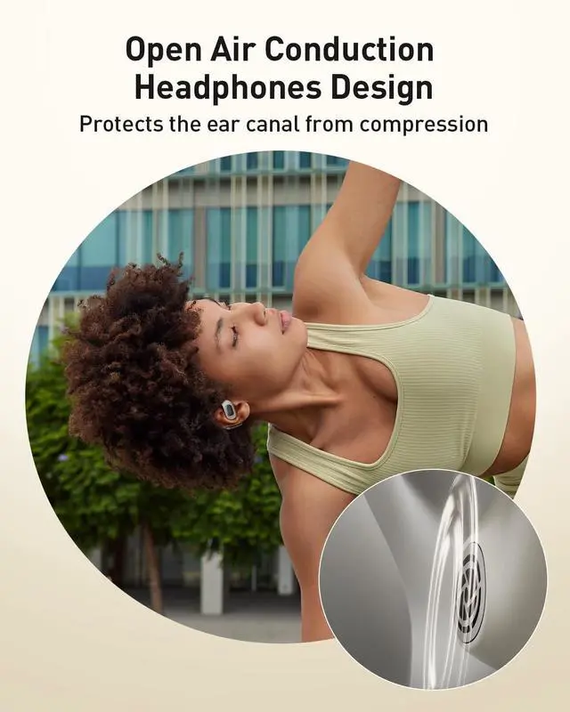Alt view image 4 of 5 - iWALK Open-Ear Headphones, True Wireless Headphones Bluetooth 5.4 Light Earbuds, Ultra Comfort Earhooks, 35H Playtimes, Clear Calls, Air Conduction Stereo Sound with 15mm Drivers for Workouts (