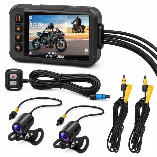 Main image of Motorcycle Dash Cam Front and Rear,3 Inch Screen Motorbike Dual Camera DVR, IP67 Waterproof Motorbike Camera with GPS Light Vision G-Sensor,Loop Recording,Dashcam