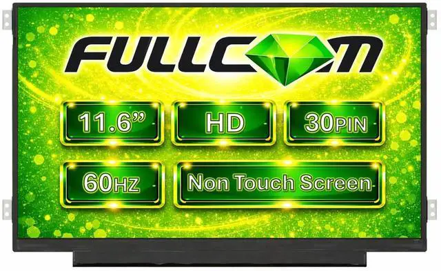 Main image of FULLCOM New LCD Replacement Screen HD 1366x768 (Non Touch) 11.6 Inch for HP Chromebook 11 G3 G4 G4 EE G5 G6 G7 (Side Brackets) 30 Pin for Laptop/Display/Screen/LCD Application