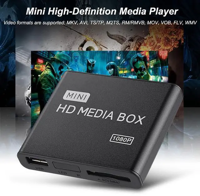 Alt view image 3 of 5 - 1080P Full-HD Digital Media Player, HDMI/AV/VGA Output, 7.1 Surround Sound, HDMI Media Player with Remote Control, 1080P HDMI TV Media Player for USB MMC RMVB MP3 AVI MKV(US Plug)