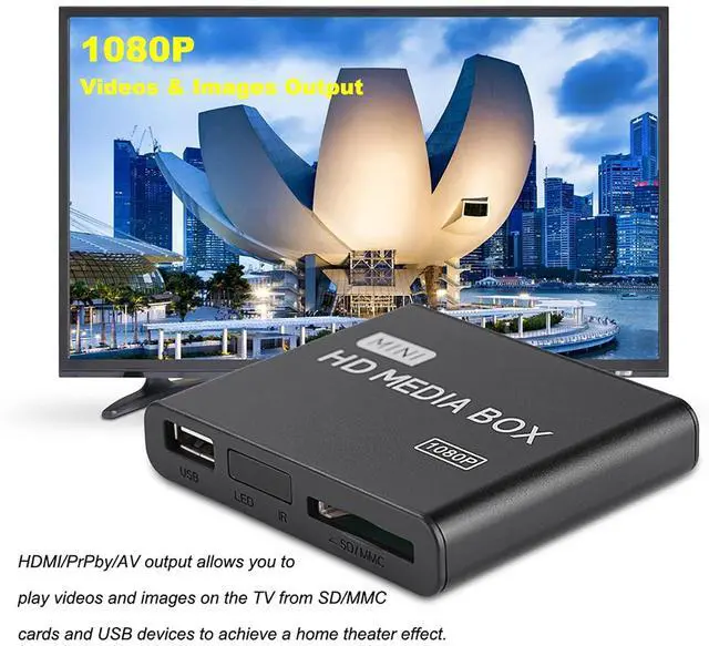 Alt view image 2 of 5 - 1080P Full-HD Digital Media Player, HDMI/AV/VGA Output, 7.1 Surround Sound, HDMI Media Player with Remote Control, 1080P HDMI TV Media Player for USB MMC RMVB MP3 AVI MKV(US Plug)
