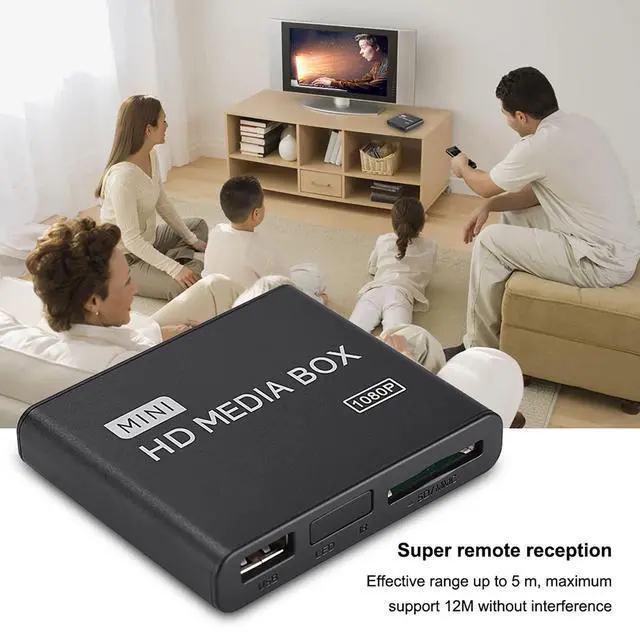 Alt view image 4 of 5 - 1080P Full-HD Digital Media Player, HDMI/AV/VGA Output, 7.1 Surround Sound, HDMI Media Player with Remote Control, 1080P HDMI TV Media Player for USB MMC RMVB MP3 AVI MKV(US Plug)