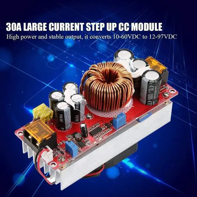 Alt view image 2 of 5 - Jadeshay 1500W DC-DC Boost Converter 10-60V to 12-97V Step Up Voltage Regulator Module - 30A CC CV Power Supply for Solar LED Charging, Non-Isolated High Efficiency